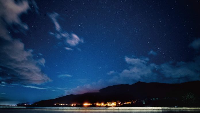 海口港沙灘星空照